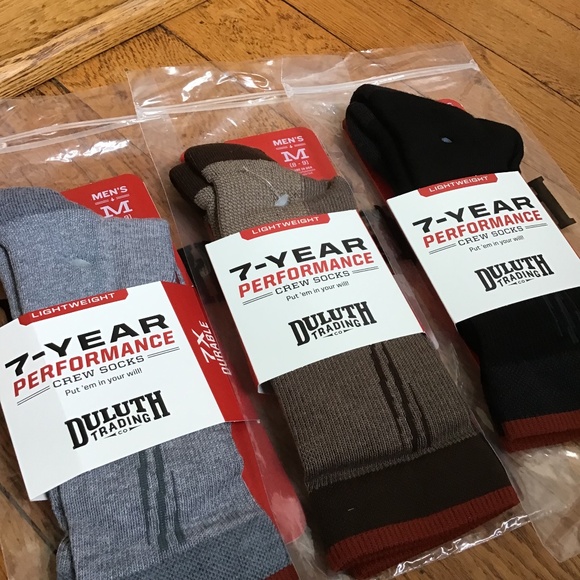 Duluth Men's 7-Year Lightweight Performance Crew Socks Gray Brown Black Medium - Picture 1 of 16